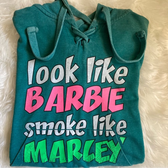 Look Like Barbie Smoke Like Marley Hoodie Sweatshirt Size S - Picture 6 of 8